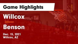 Willcox  vs Benson  Game Highlights - Dec. 15, 2021