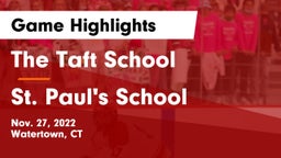 The Taft School vs St. Paul's School Game Highlights - Nov. 27, 2022