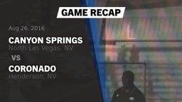 Recap: Canyon Springs  vs. Coronado  2016