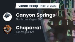 Recap: Canyon Springs  vs. Chaparral  2023
