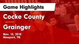 Cocke County  vs Grainger  Game Highlights - Nov. 15, 2018