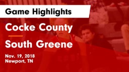 Cocke County  vs South Greene  Game Highlights - Nov. 19, 2018
