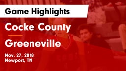 Cocke County  vs Greeneville  Game Highlights - Nov. 27, 2018