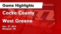 Cocke County  vs West Greene  Game Highlights - Dec. 27, 2019