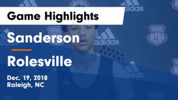 Sanderson  vs Rolesville  Game Highlights - Dec. 19, 2018