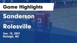 Sanderson  vs Rolesville  Game Highlights - Jan. 15, 2021