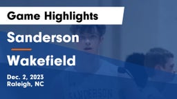 Sanderson  vs Wakefield  Game Highlights - Dec. 2, 2023