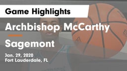 Archbishop McCarthy  vs Sagemont  Game Highlights - Jan. 29, 2020