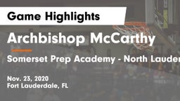 Archbishop McCarthy  vs Somerset Prep Academy - North Lauderdale Game Highlights - Nov. 23, 2020