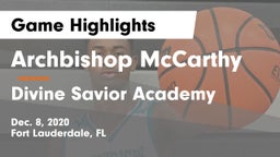 Archbishop McCarthy  vs Divine Savior Academy Game Highlights - Dec. 8, 2020