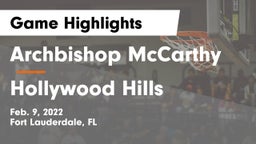 Archbishop McCarthy  vs Hollywood Hills  Game Highlights - Feb. 9, 2022