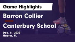 Barron Collier  vs Canterbury School Game Highlights - Dec. 11, 2020