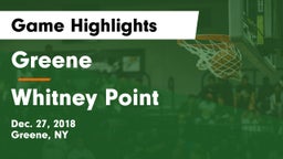 Greene  vs Whitney Point  Game Highlights - Dec. 27, 2018