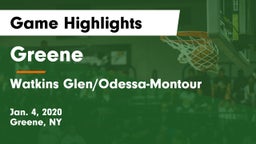 Greene  vs Watkins Glen/Odessa-Montour Game Highlights - Jan. 4, 2020