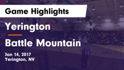 Yerington  vs Battle Mountain Game Highlights - Jan 14, 2017