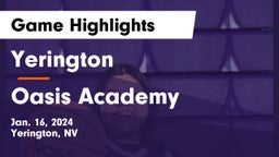 Yerington  vs Oasis Academy Game Highlights - Jan. 16, 2024