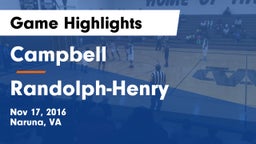 Campbell  vs Randolph-Henry  Game Highlights - Nov 17, 2016