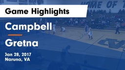 Campbell  vs Gretna  Game Highlights - Jan 28, 2017