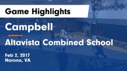 Campbell  vs Altavista Combined School Game Highlights - Feb 2, 2017