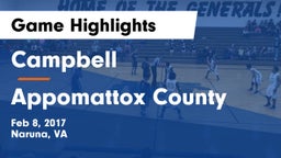 Campbell  vs Appomattox County  Game Highlights - Feb 8, 2017