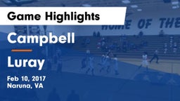 Campbell  vs Luray  Game Highlights - Feb 10, 2017