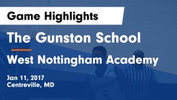 The Gunston School vs West Nottingham Academy Game Highlights - Jan 11, 2017