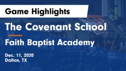 The Covenant School vs Faith Baptist Academy Game Highlights - Dec. 11, 2020