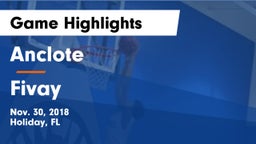 Anclote  vs Fivay  Game Highlights - Nov. 30, 2018