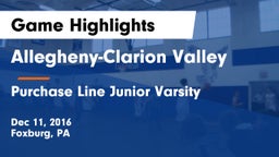 Allegheny-Clarion Valley  vs Purchase Line Junior Varsity Game Highlights - Dec 11, 2016