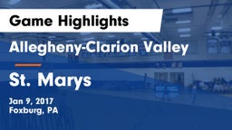 Allegheny-Clarion Valley  vs St. Marys  Game Highlights - Jan 9, 2017