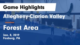 Allegheny-Clarion Valley  vs Forest Area Game Highlights - Jan. 8, 2019