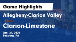Allegheny-Clarion Valley  vs Clarion-Limestone  Game Highlights - Jan. 24, 2020