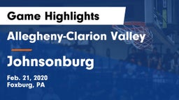 Allegheny-Clarion Valley  vs Johnsonburg  Game Highlights - Feb. 21, 2020