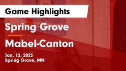 Spring Grove  vs Mabel-Canton  Game Highlights - Jan. 12, 2023