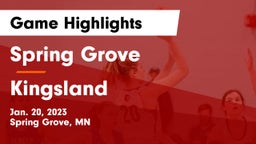 Spring Grove  vs Kingsland  Game Highlights - Jan. 20, 2023