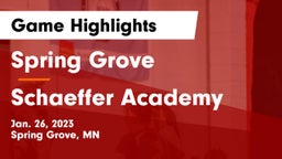 Spring Grove  vs Schaeffer Academy Game Highlights - Jan. 26, 2023
