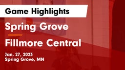 Spring Grove  vs Fillmore Central  Game Highlights - Jan. 27, 2023