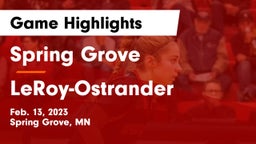 Spring Grove  vs LeRoy-Ostrander  Game Highlights - Feb. 13, 2023