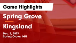 Spring Grove  vs Kingsland  Game Highlights - Dec. 5, 2023