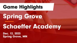 Spring Grove  vs Schaeffer Academy Game Highlights - Dec. 12, 2023