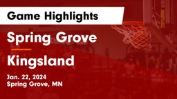 Spring Grove  vs Kingsland  Game Highlights - Jan. 22, 2024