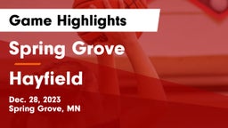 Spring Grove  vs Hayfield Game Highlights - Dec. 28, 2023