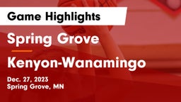 Spring Grove  vs Kenyon-Wanamingo Game Highlights - Dec. 27, 2023