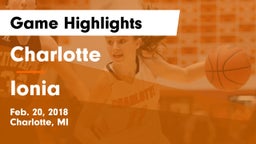 Charlotte  vs Ionia  Game Highlights - Feb. 20, 2018