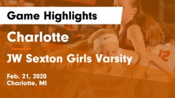 Charlotte  vs JW Sexton Girls Varsity Game Highlights - Feb. 21, 2020
