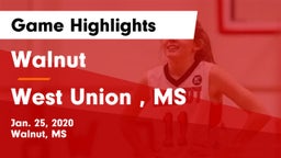 Walnut  vs West Union , MS Game Highlights - Jan. 25, 2020
