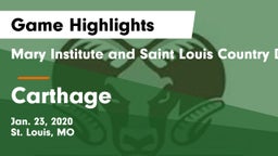 Mary Institute and Saint Louis Country Day School vs Carthage  Game Highlights - Jan. 23, 2020