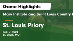 Mary Institute and Saint Louis Country Day School vs St. Louis Priory  Game Highlights - Feb. 7, 2020