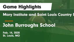 Mary Institute and Saint Louis Country Day School vs John Burroughs School Game Highlights - Feb. 14, 2020