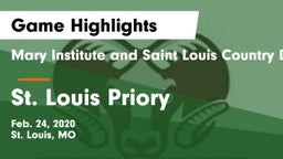 Mary Institute and Saint Louis Country Day School vs St. Louis Priory  Game Highlights - Feb. 24, 2020